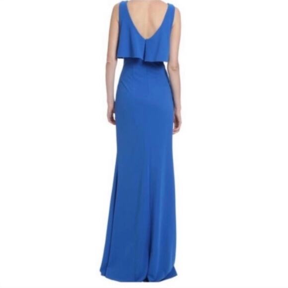 Badgley Mischka Fallon Maxi Gown Crepe Cobalt Blue - Picture 2 of 13